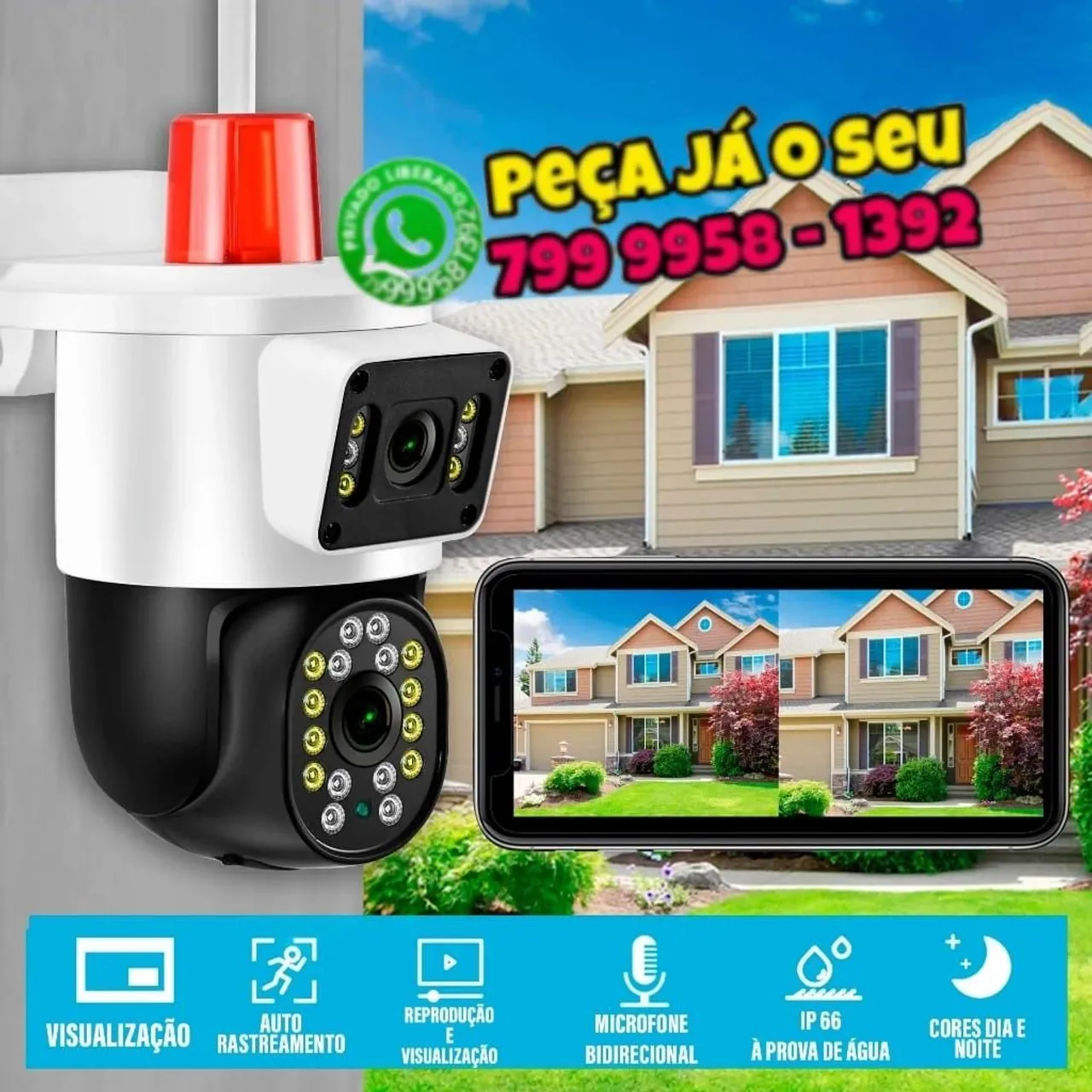 CÂMERA de 4em1 bidirecional, duas lentes, Segurança Visão Noturna