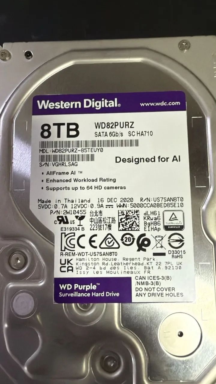 外付けハードディスク・ドライブ Western Digital WD82PURZ 8TB HDD Amazon | Western Digital HDD 8TB WD Purple 監視システム 3.5インチ