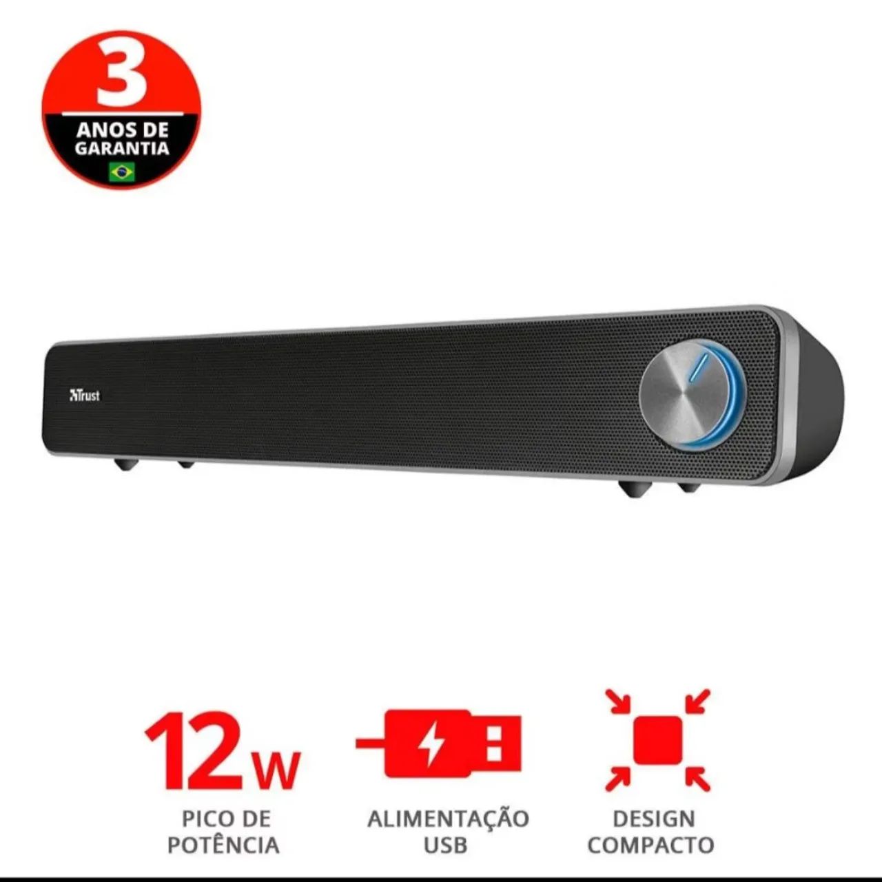 Soundbar Trust Bluetooth 2.1 - Som Potente e Design Compacto | Como Novo!<br>
