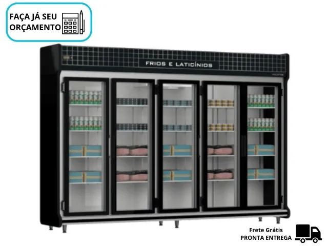 Expositor Refrigerado Auto Serviço Polofrio 3,00m 5 Portas 220v