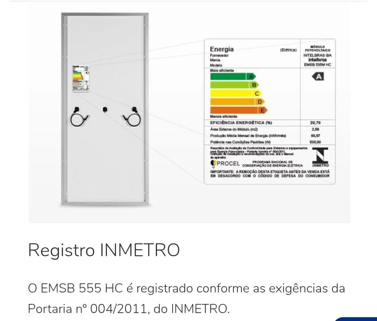 Painéis Solares Fotovoltaicos -555 watts intelbras  - Foto 4