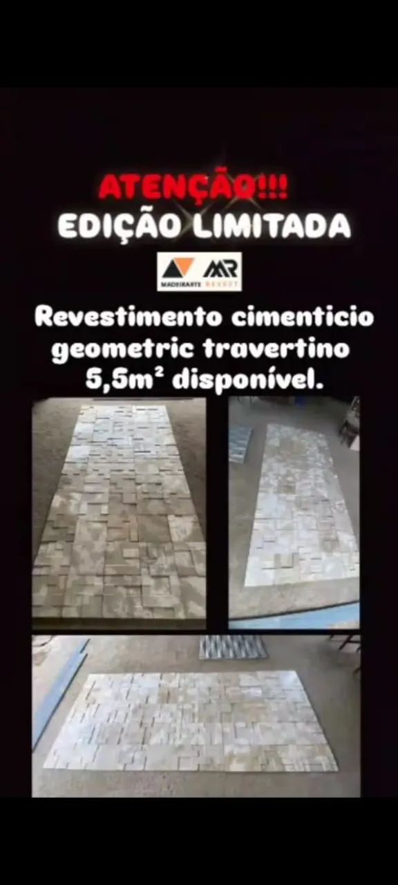 Revestimento cimentício geométrico travertino 5,5m²