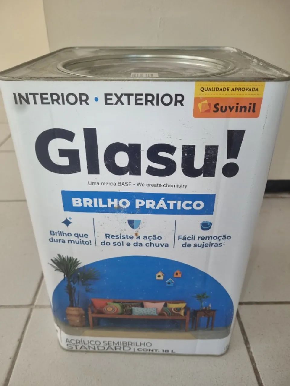 Tinta Glasu! Semibrilho Palha 18L lacrado