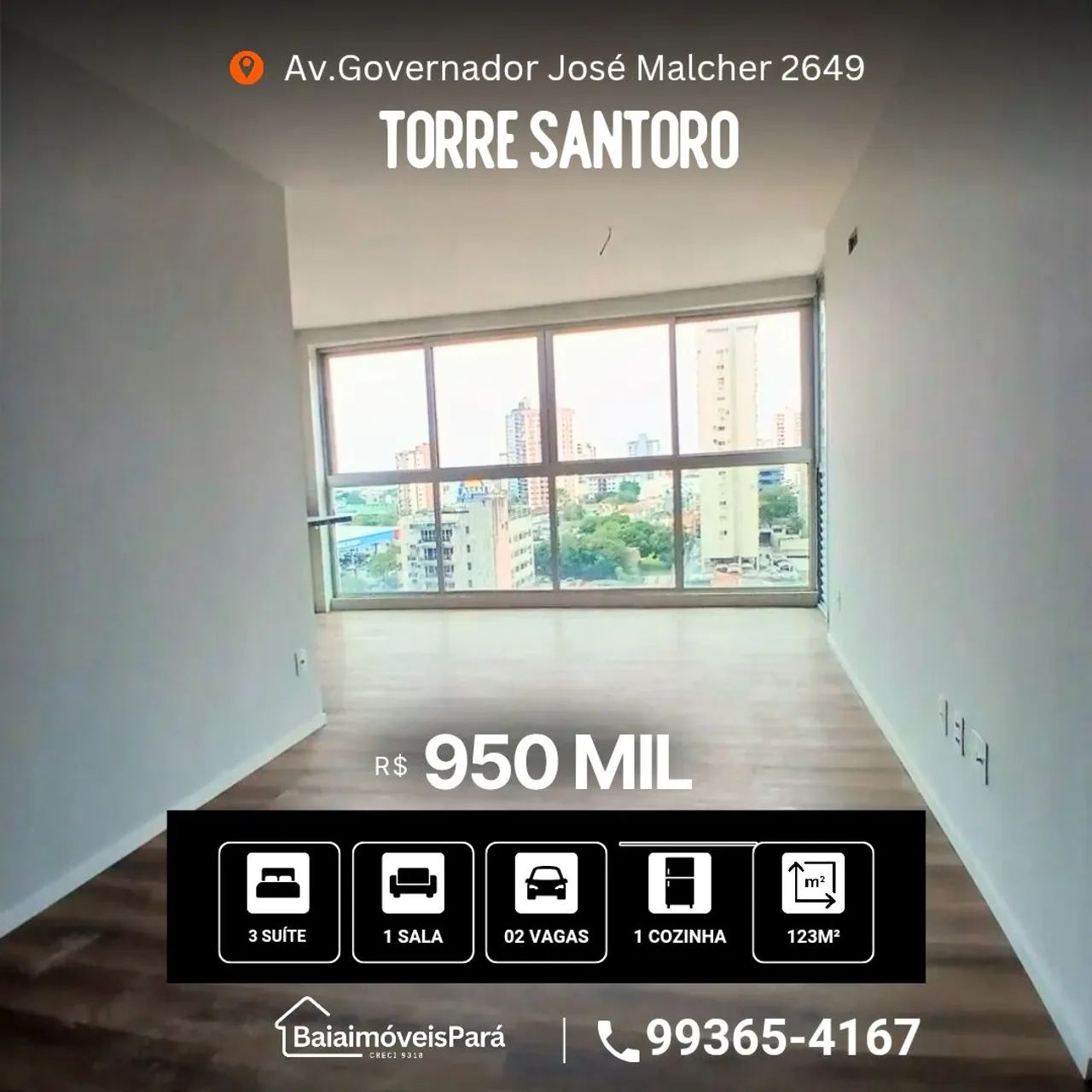 Edifício Torre Santoro, 3 suítes,2 vagas em Belém -Pará - Foto 3