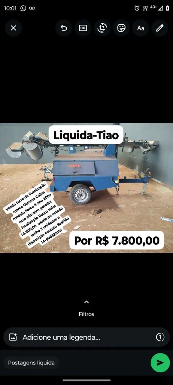 Torre de iluminação carretinha 