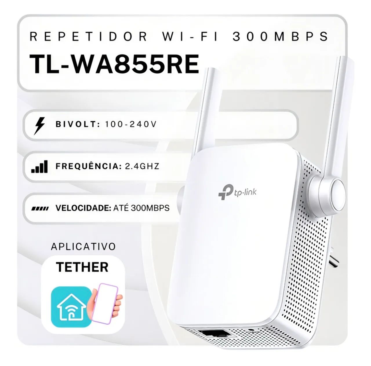 Repetidor de Sinal TL-WA855RE Wifi Tp-link 300mbps Conectividade
