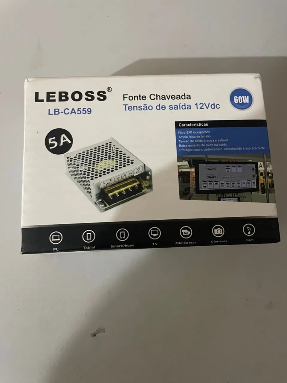 Fonte Chaveada 12Vdc 5A 60W para sistema de câmeras 