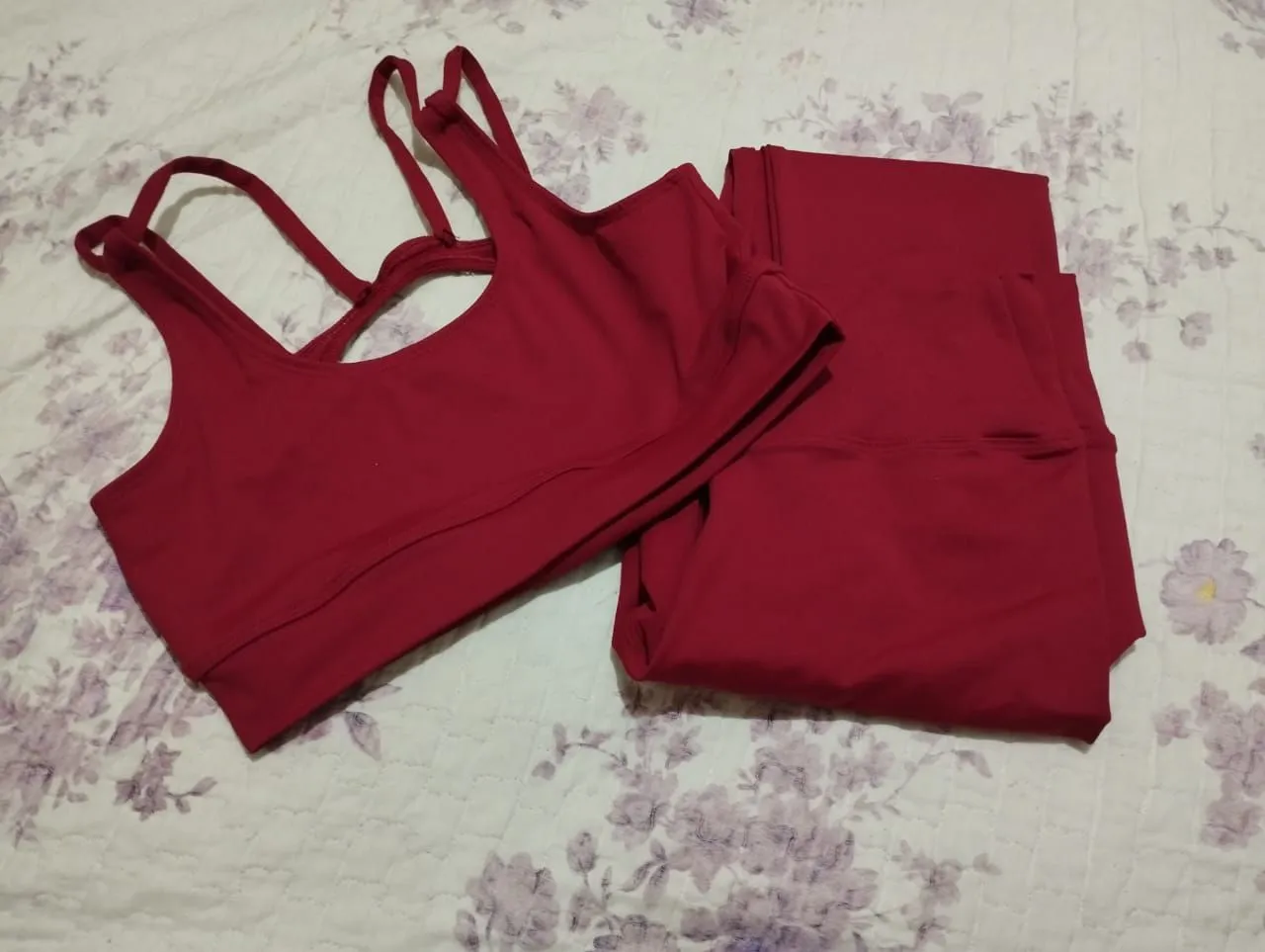 Conjunto Fitness Vermelho em poliamida