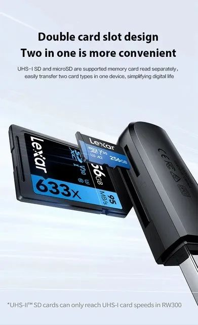 Leitor de Cartões SD e MicroSD Lexar 300X USB 3.0, Novo, Lacrado - Foto 3