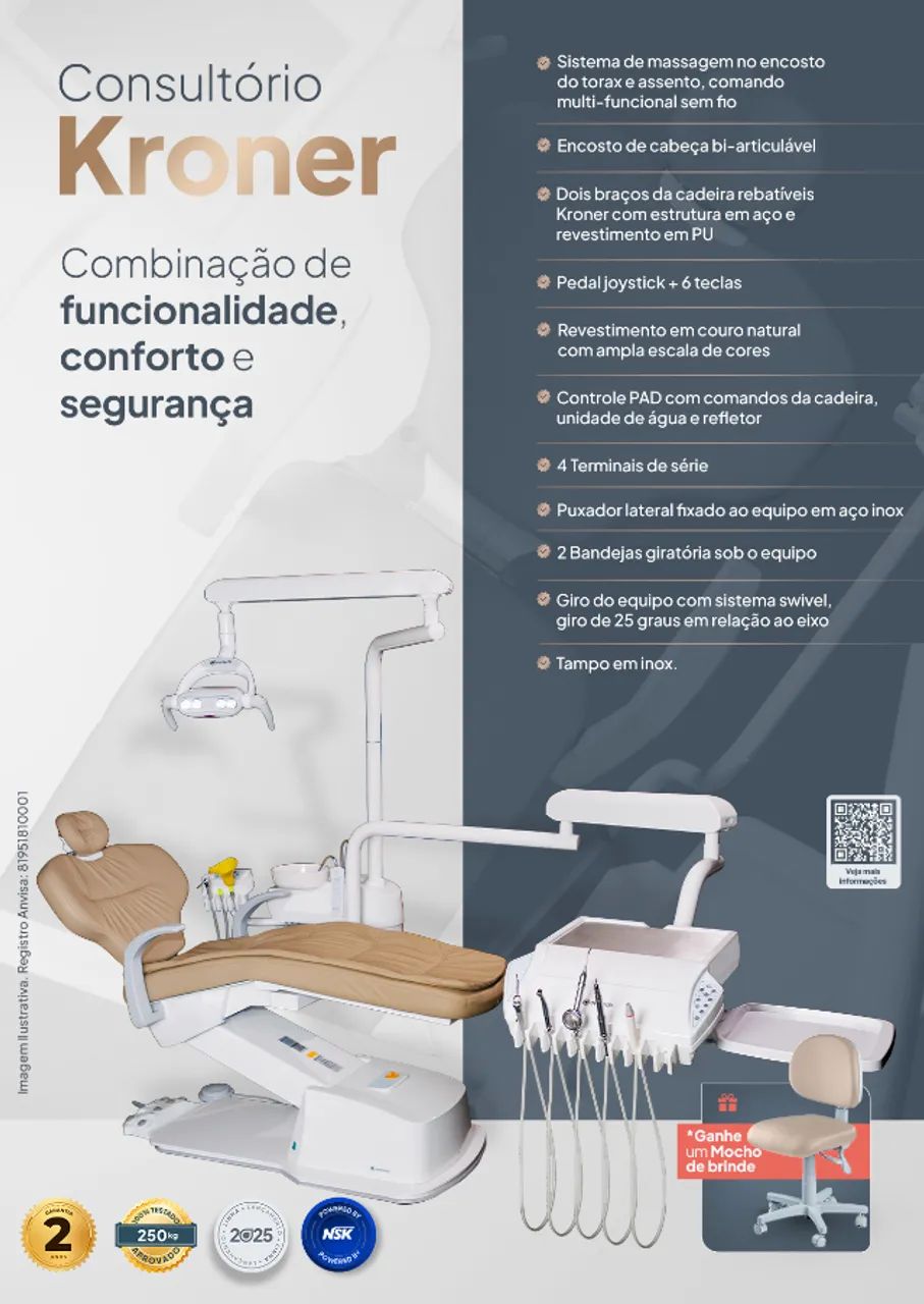 Cadeira Odontologica Evotech Kroner Premiere Spitless - Qualidade Durabilidade e Conforto