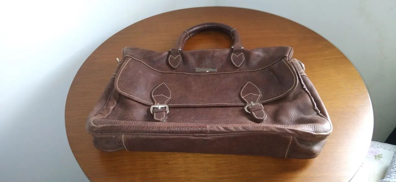 Bolsa de couro legítimo para documentos ou notebook 