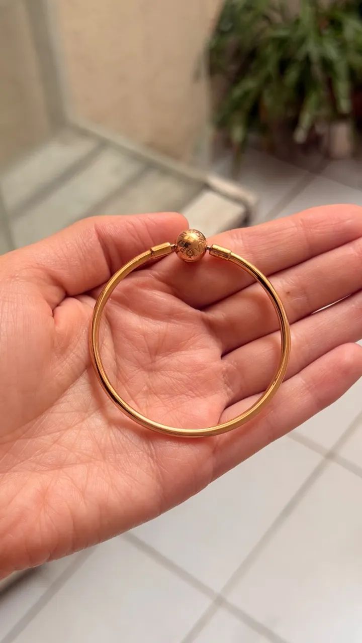 Pulseira Pandora rígida em banho ouro rose - Foto 2