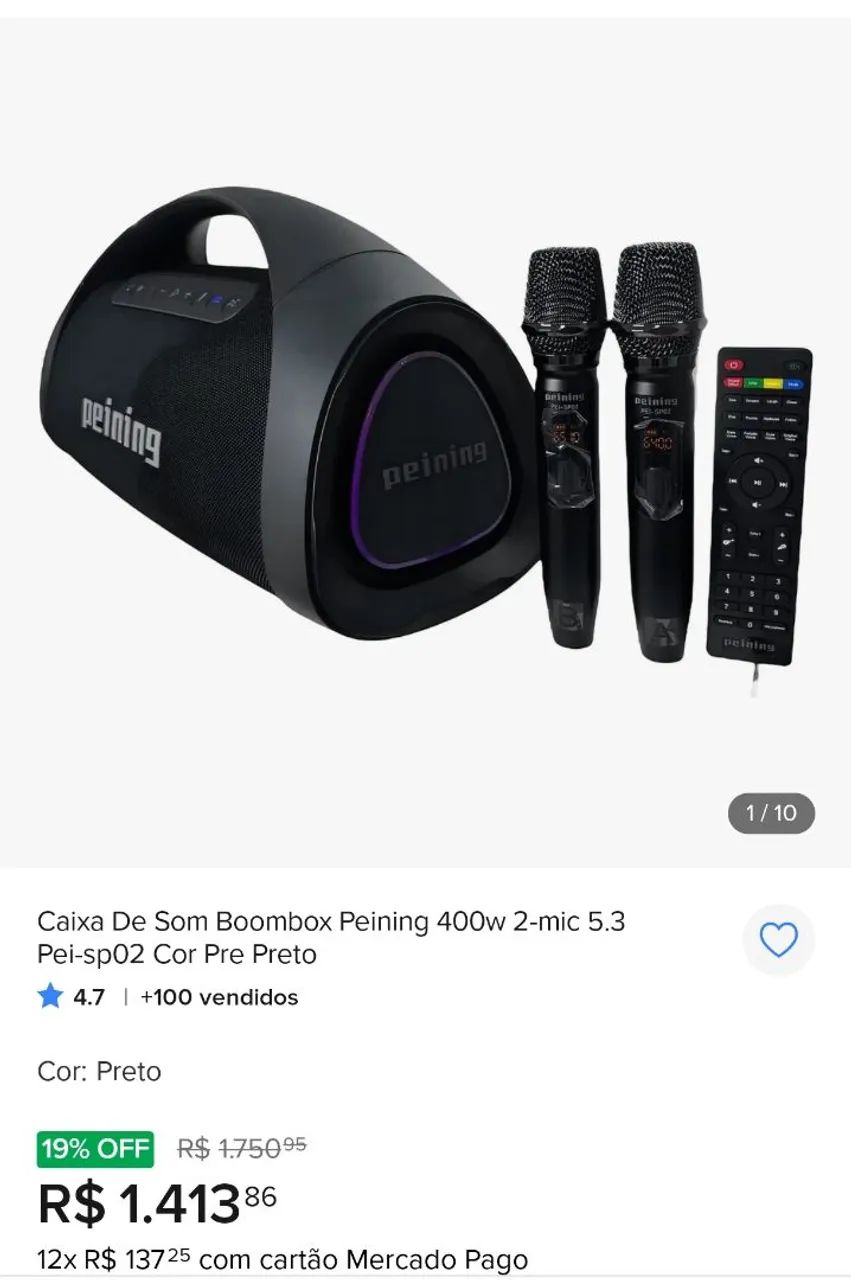 Caixa de som bluetooth completa com microfone, e controle remoto - Foto 2