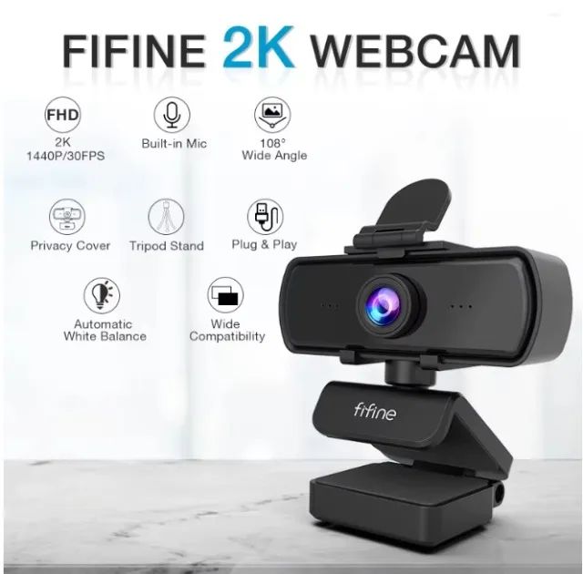 Webcam FIFINE K420, 2K 1440p Full HD, com Microfone e Tripé - Foto 2