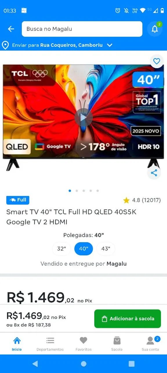 VENDO TV SMART 40 POLEGADAS SEMI NOVA TCL - Foto 2