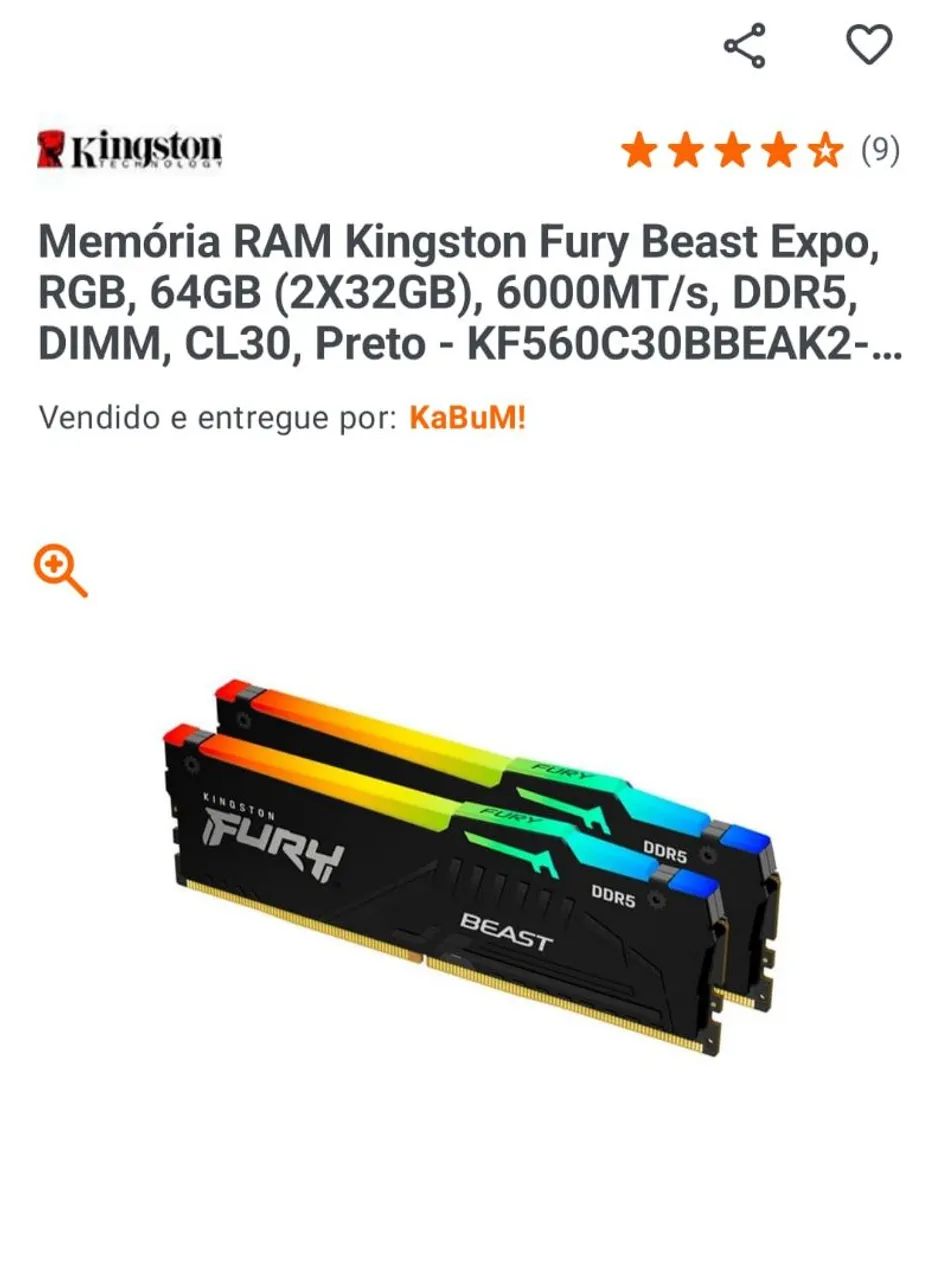 Kit memória ddr5 64GB Kingston. - Memória RAM - São Benedito