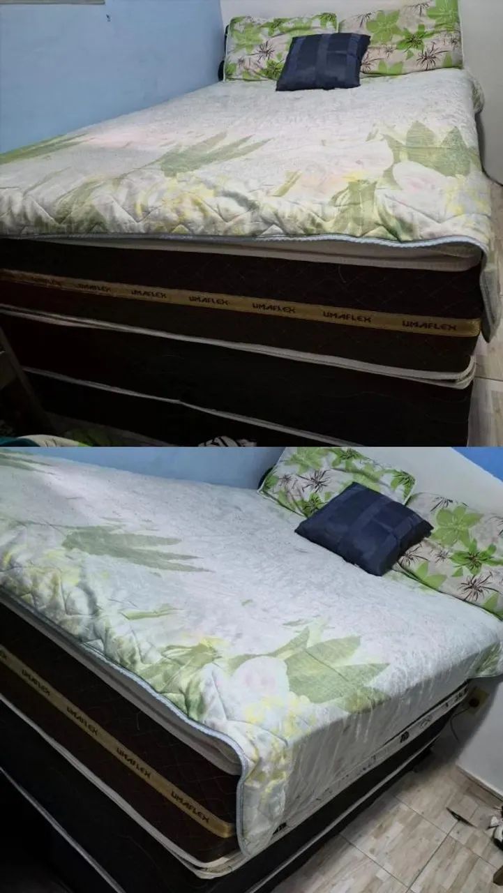 Colchão Unaflex Casal, com base. R$700,00.