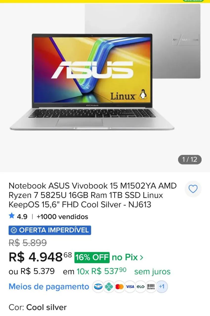 NOTEBOOK ASUS VIVOBOOK 15 