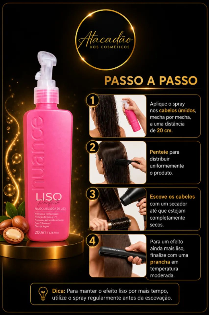 Leave-in Liso Perfeito Alinha e Alisa Nuance 200ml - Foto 3