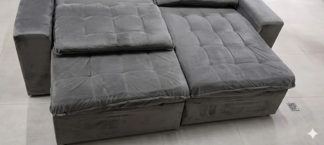 Sofá Retrátil e Reclinável em Suede - Super Confortável (2,50m) - Foto 2