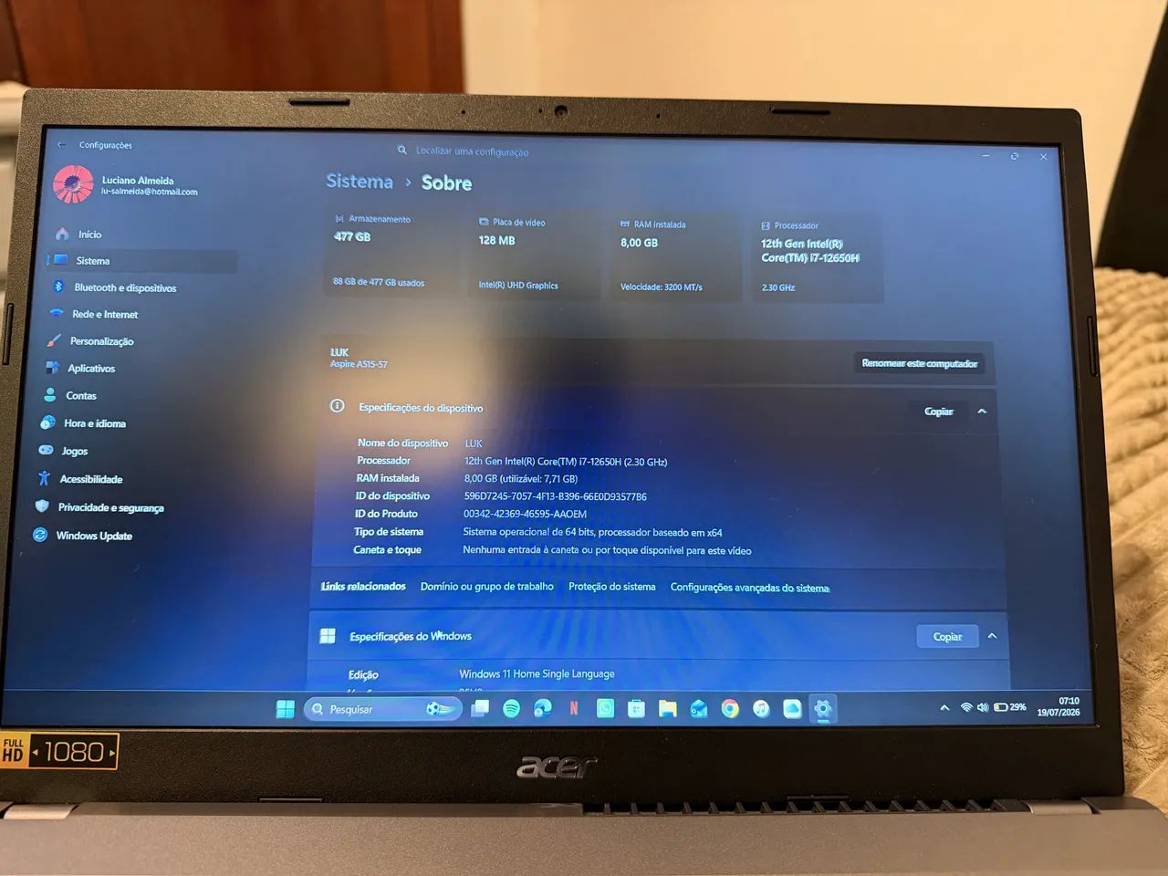 NOTBOOK ASPIRE 5 - Foto 5