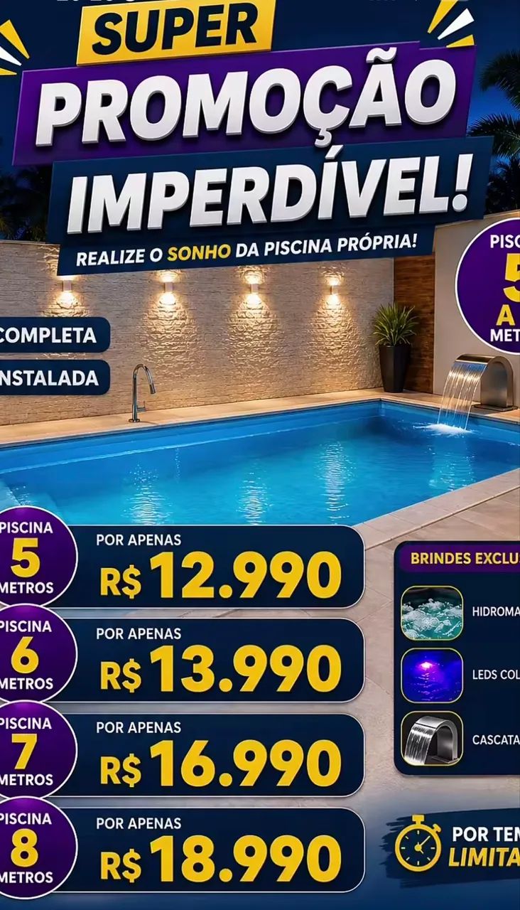 PISCINA FIBRA NOVA INSTALADA 