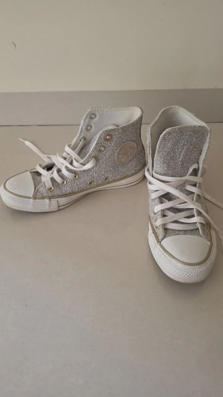 Tênis all star n. 35 dourado com prata - Foto 2
