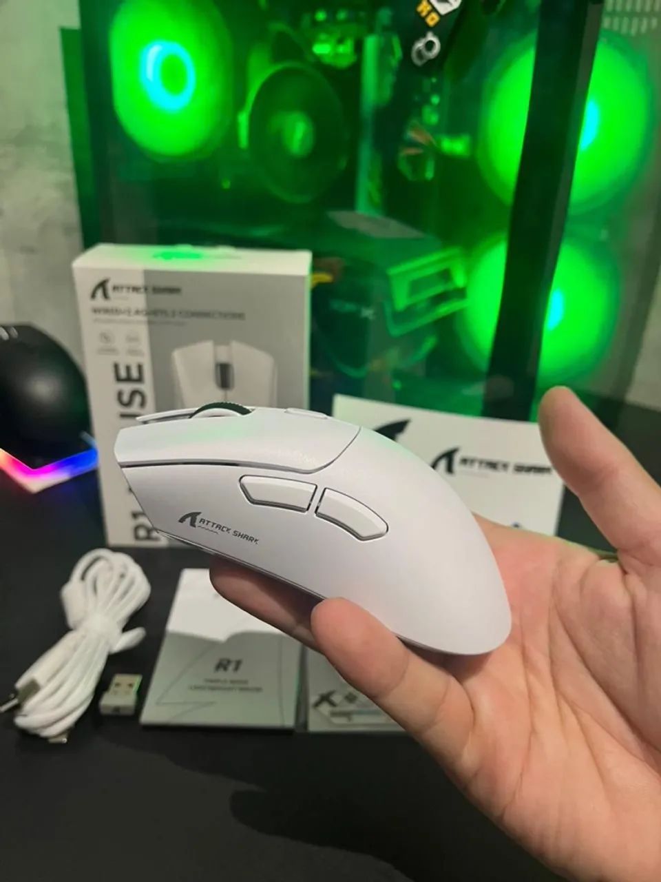 Mouse R1 Attack Shark Branco Gamer  - Foto 2