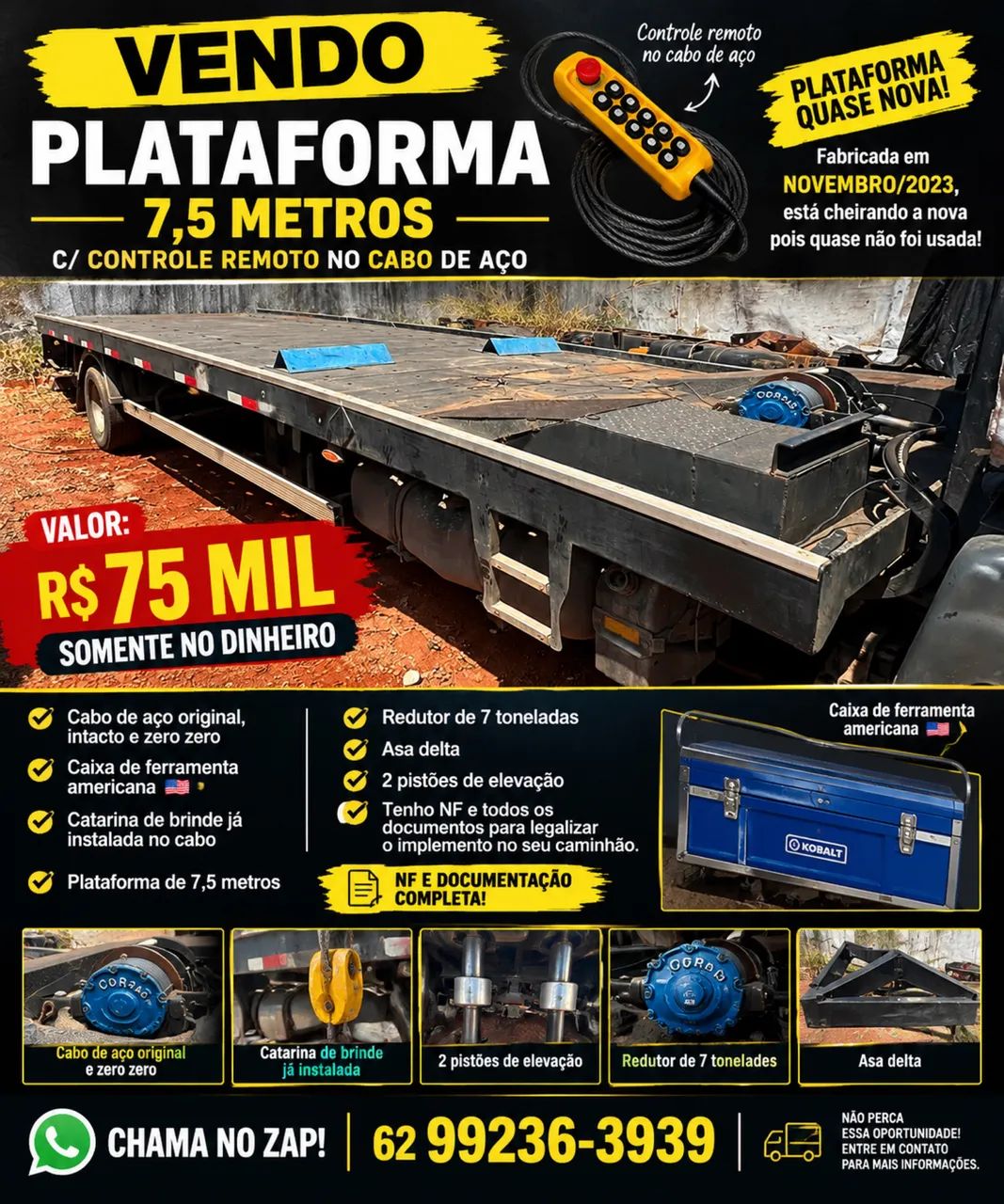 PLATAFORMA DE GUINCHO 7,5 MTS  - Foto 2