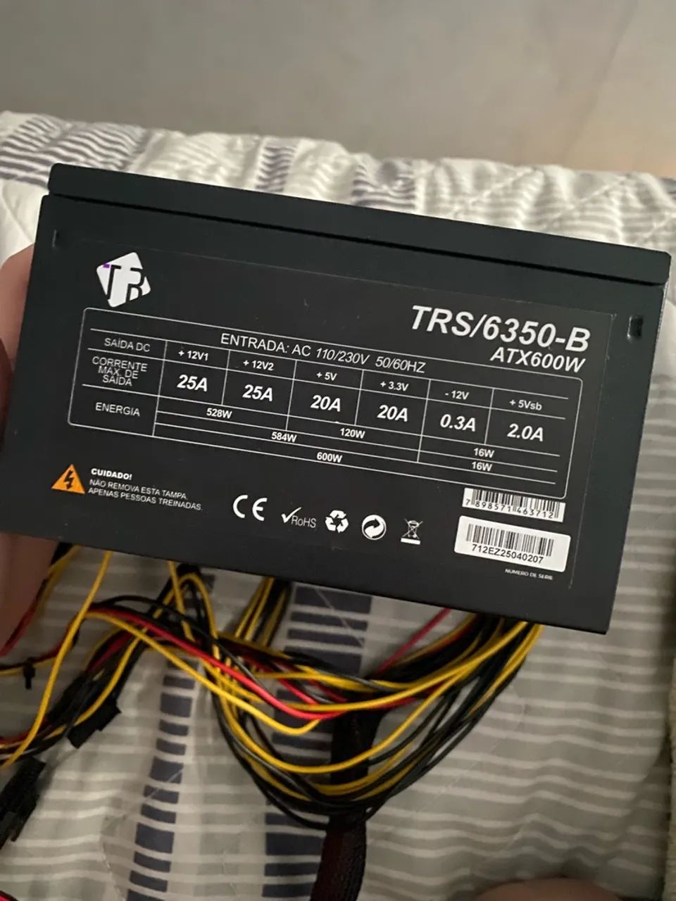 Fonte ATX 600W Tronos TRS/6350-B - Usada, Funcionando Perfeitamente