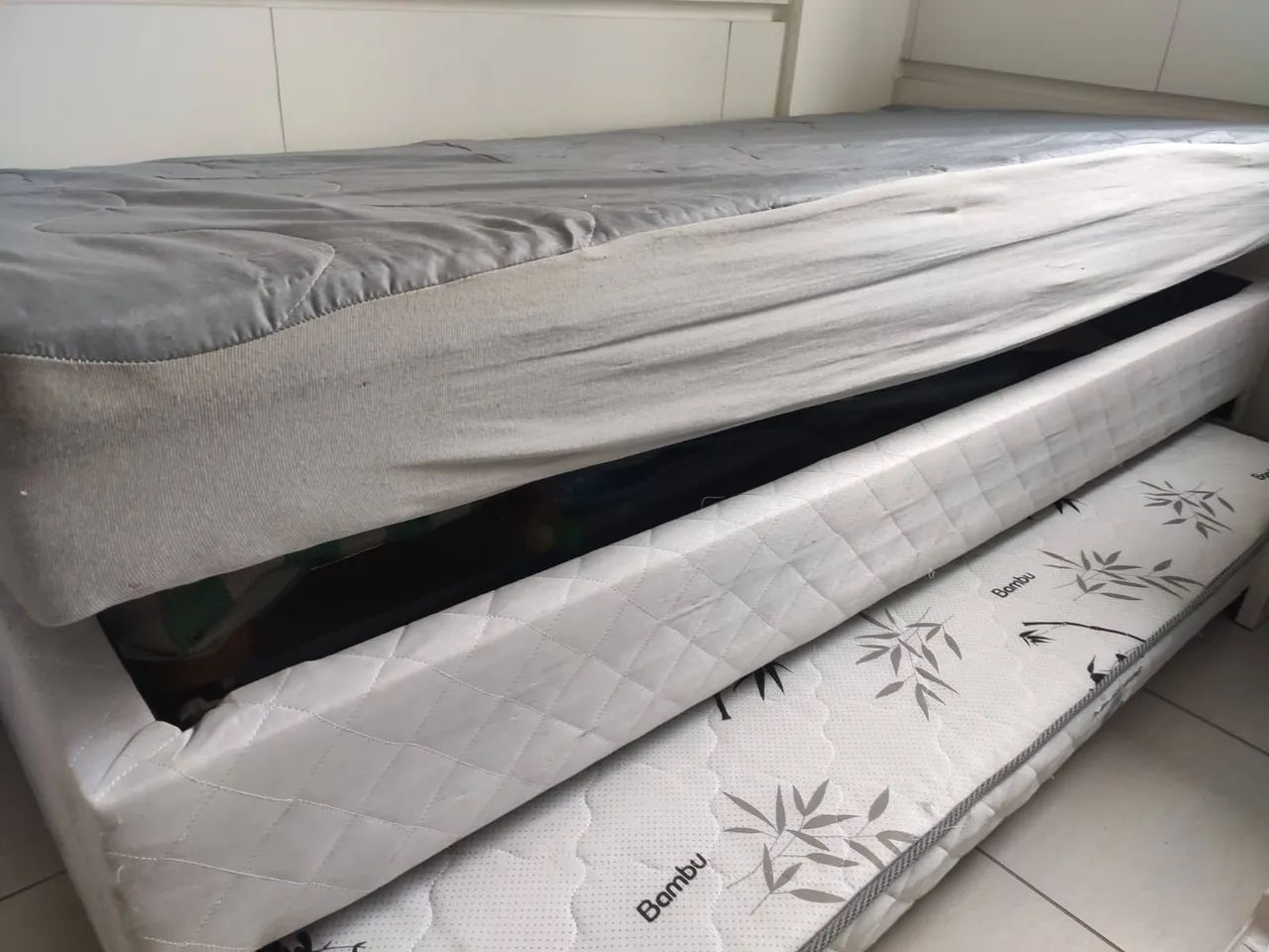Bicama com baú e Cama Auxiliar (Tecido Fibra de Bambu) - Foto 2