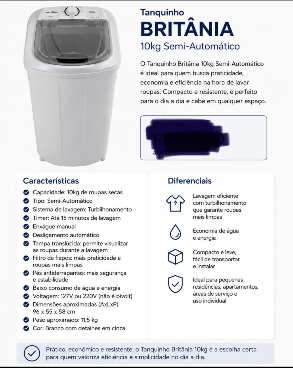 Tanquinho Britânia 