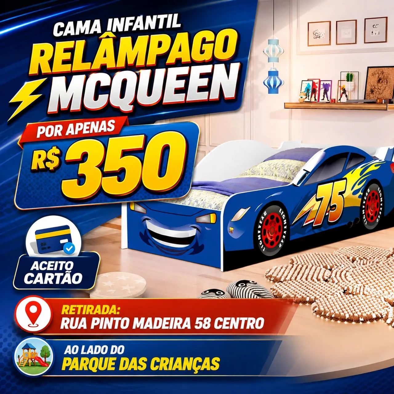 Cama infantil Relâmpago Mcqueen NOVA