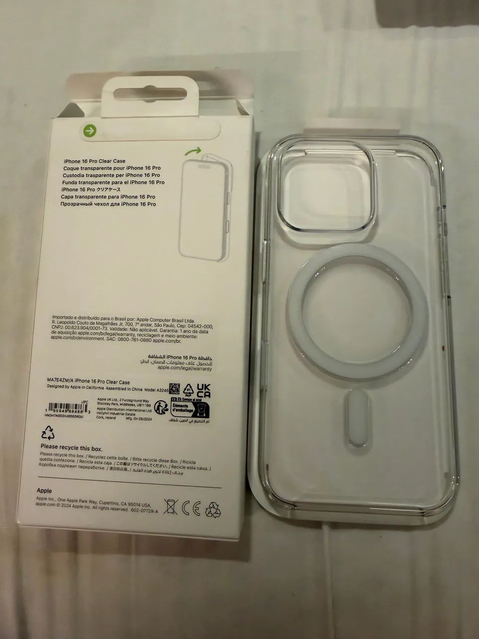 CAPA APPLE CLEAR CASE MAGSAFE ORIGINAL PARA IPHONE 16 PRO - COMO NOVA