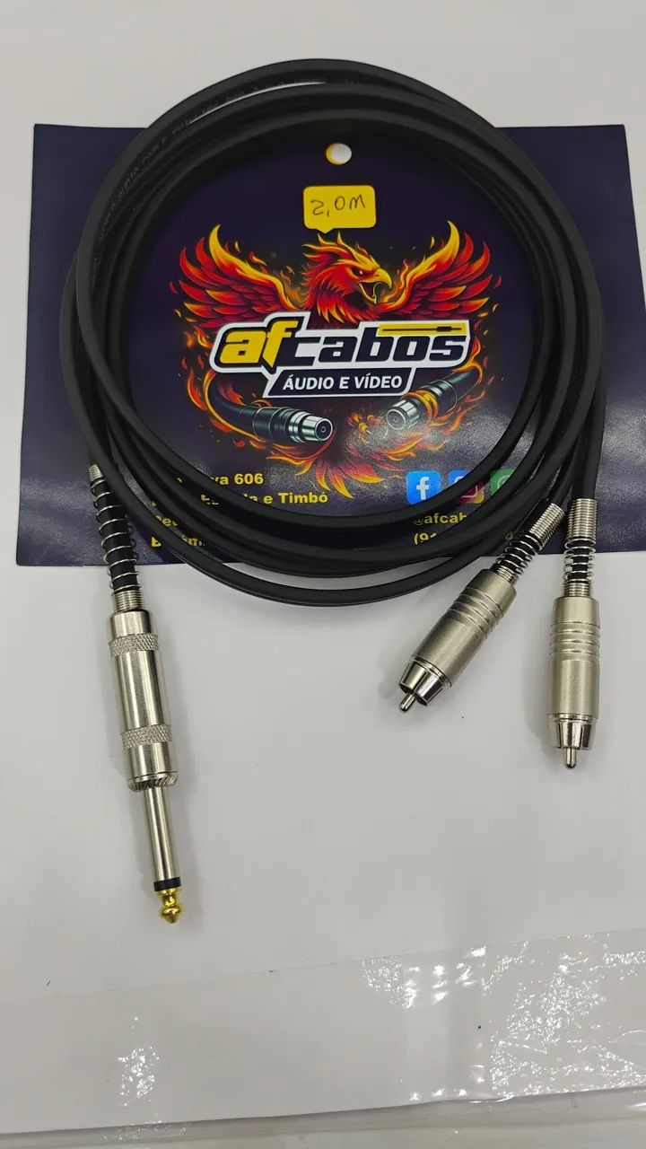 Cabo de áudio P10/ RCA com 2 metros 