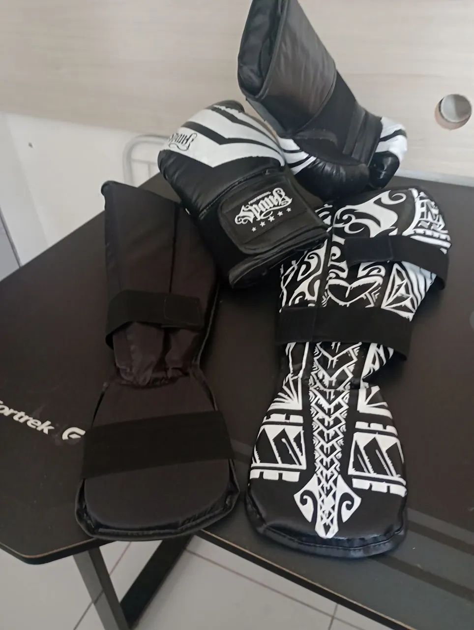 Kit luva e protetor canela Box Spamk profissional n:12