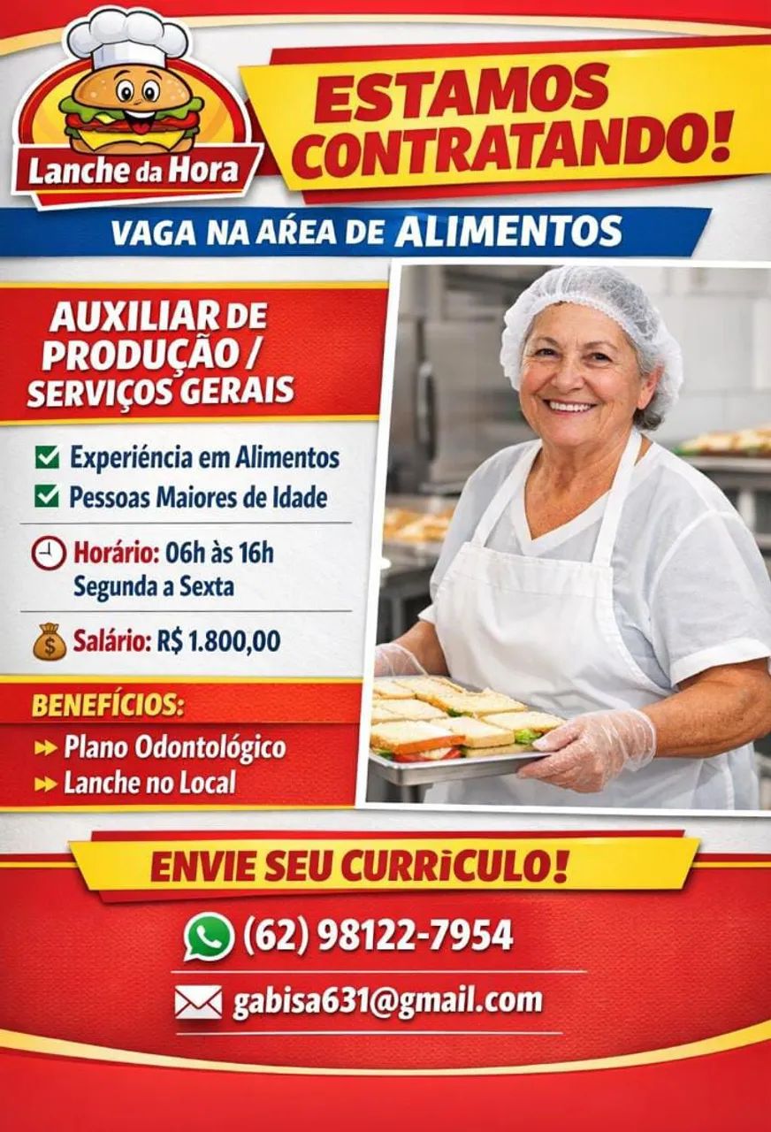 Vaga pra auxiliar de cozinha