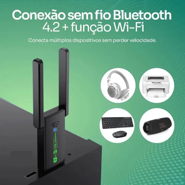 Adaptador USB Wi-Fi 6 +Dual Band 2.4, 5 Ghz + Bluetooth 5.3 FENVI - Aceito Cartão/Pix - Foto 2