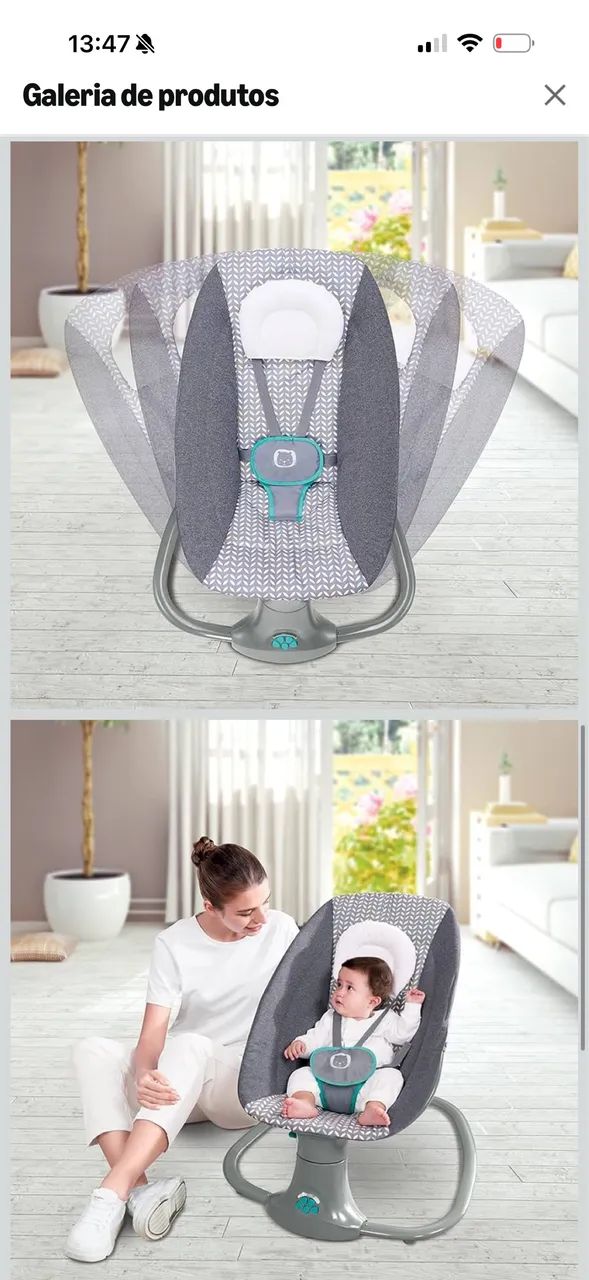 Cadeira bebê balança Techno Light Cinza