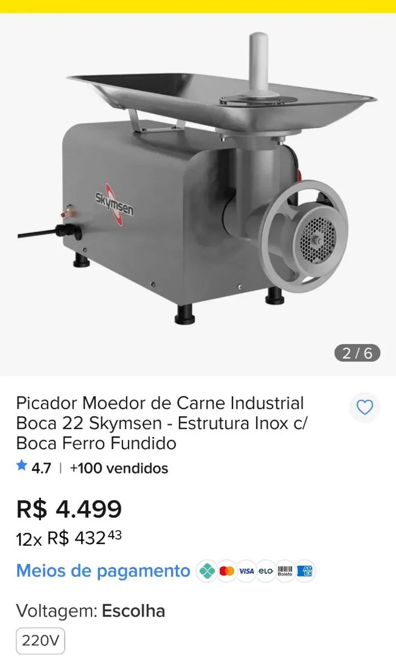 Moedor de carne 22 c/ Garantia 