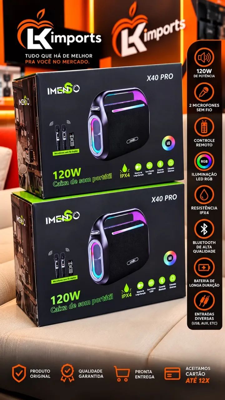 Caixa de som imenso 120w com microfone 