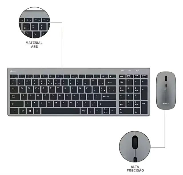 Teclado e Mouse sem Fio silencioso - Foto 4