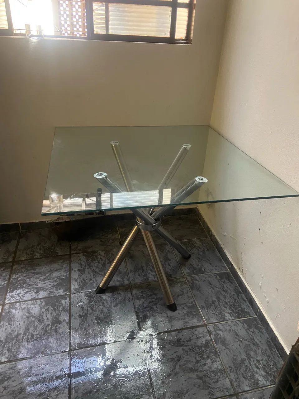 Mesa tampo de vidro 