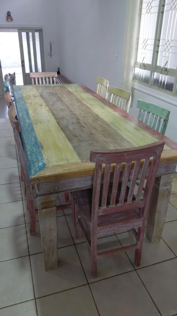 Mesa de Peroba Rosa com 8 cadeira também Peroba rosa - Foto 3