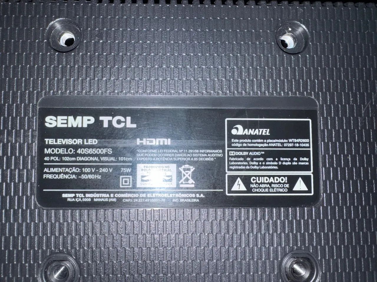Smart TV Semp TCL de 40 polegadas, modelo 40S6500FS (funcionando e com tela quebrada) - Foto 3