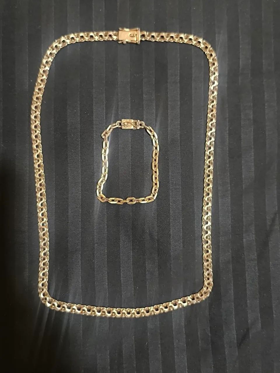 Cordão + Pulseira de Prata 950 banhado a ouro. - Foto 2
