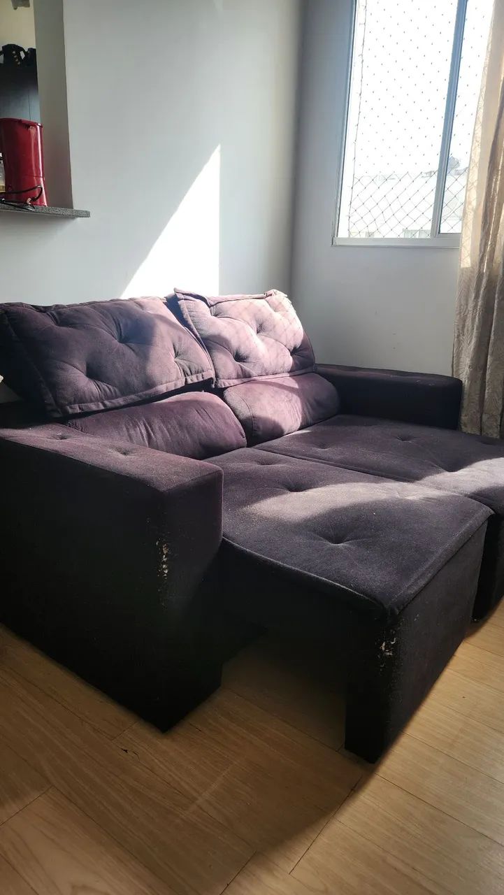 Sofá Retrátil preto 2 lugares  - Foto 3