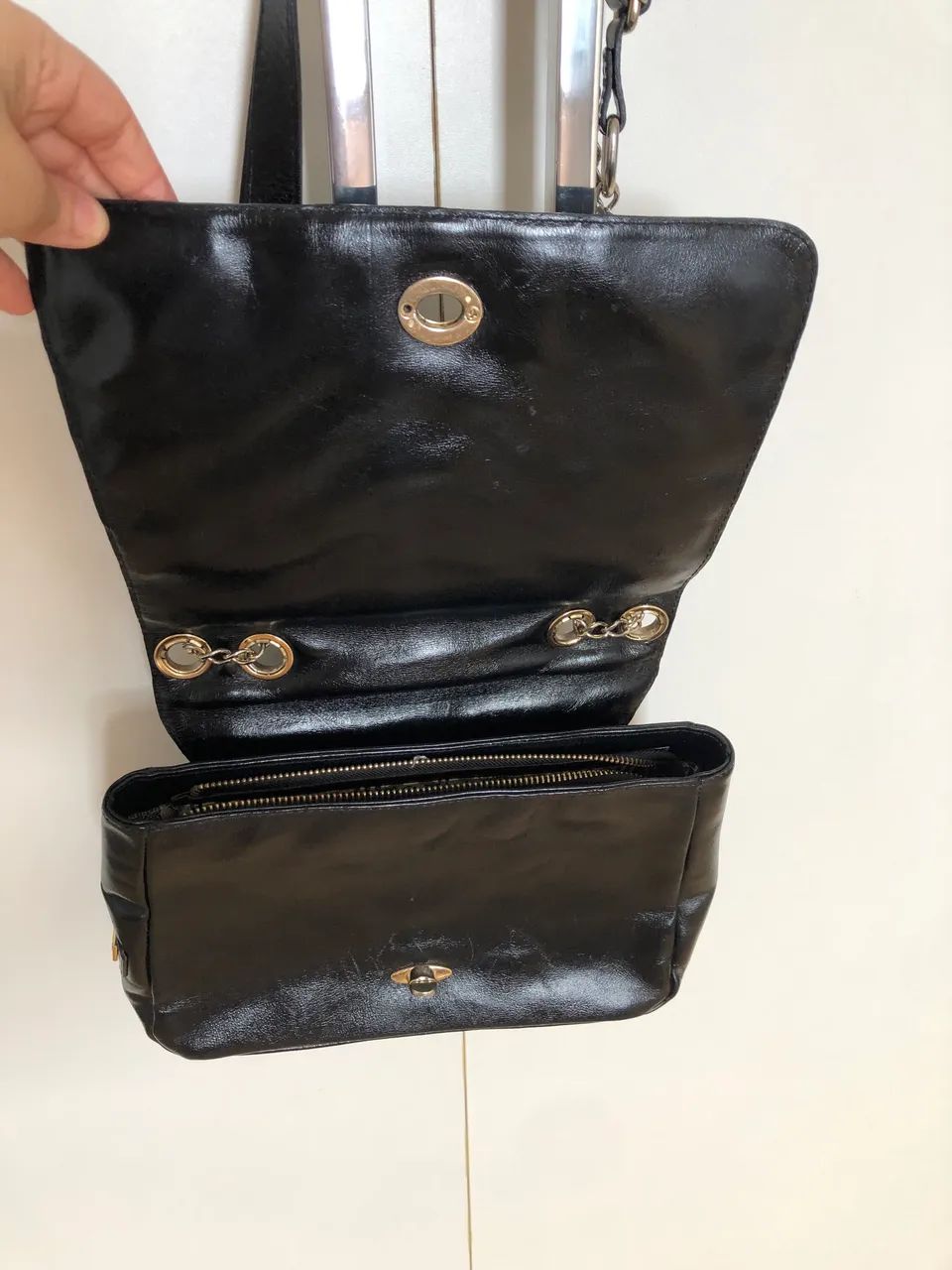 Bolsa preta couro - Foto 3