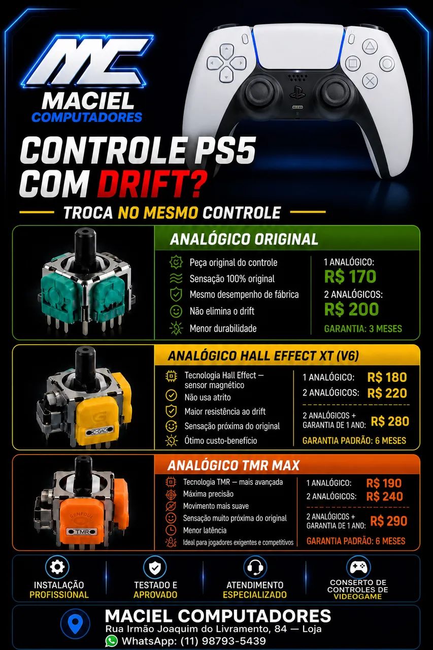 Conserto Controle Vídeo Game PS4 PS5 XBOX ONE SERIES S E X 