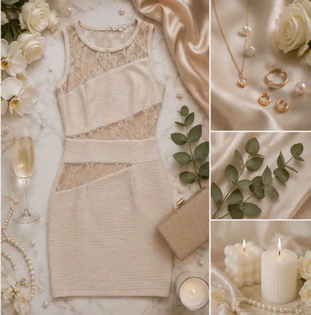 Vestido Nude de Renda - Foto 2